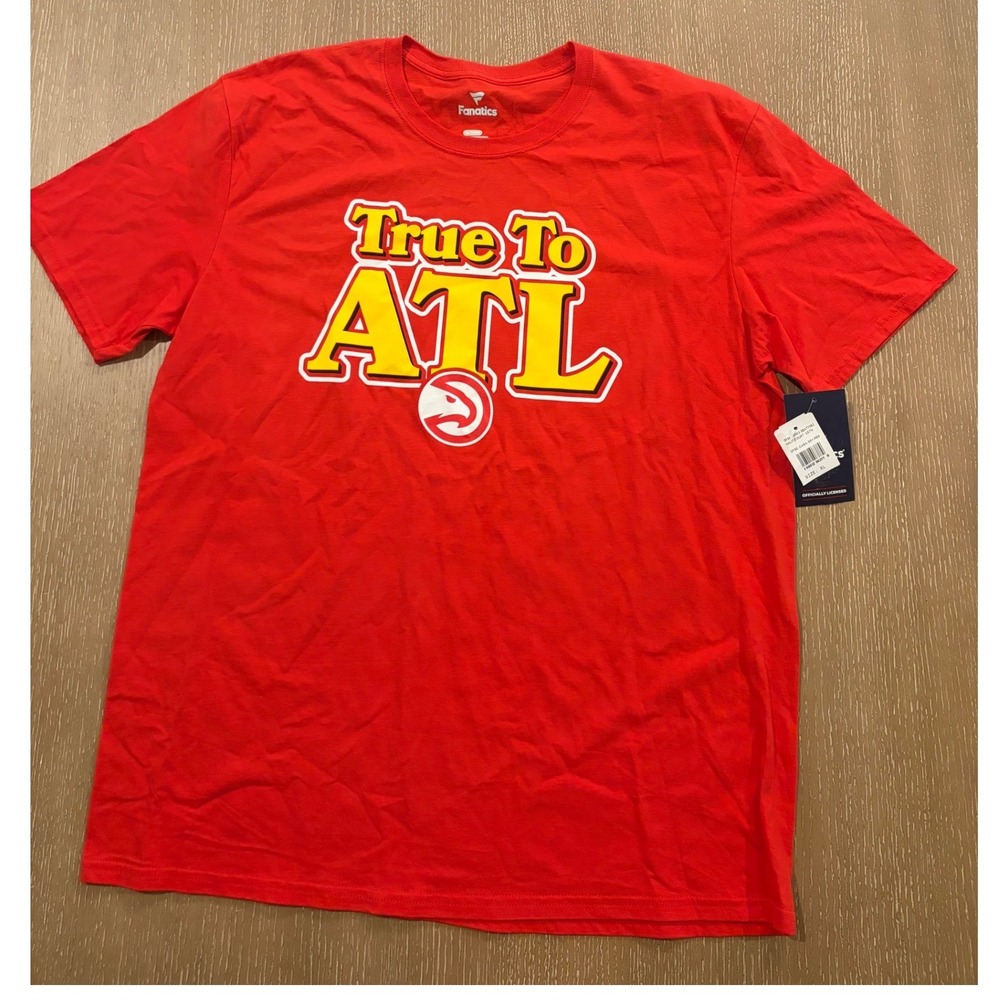 Fanatics NBA Mens XL "True To Atlanta" Atlanta Hawks T-Shirts Red Short SLeeve
